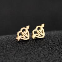 Stainless Steel Stud Earrings 304 Stainless Steel Heart Vacuum Plating fashion jewelry & for woman & hollow golden Approx Sold By Bag