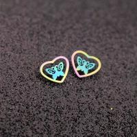 Stainless Steel Stud Earrings 304 Stainless Steel Heart Vacuum Plating fashion jewelry & for woman & hollow multi-colored Approx Sold By Bag
