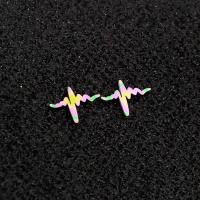 Stainless Steel Stud Earrings, 304 Stainless Steel, Electrocardiographic, Vacuum Plating, fashion jewelry & for woman, multi-colored, 11x8mm, Approx 24PCs/Bag, Sold By Bag