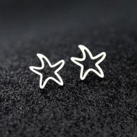 Stainless Steel Stud Earrings, 304 Stainless Steel, Starfish, fashion jewelry & for woman & hollow, original color, 12mm, Approx 24PCs/Bag, Sold By Bag