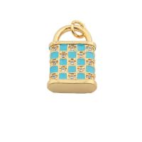 Cubic Zirconia Micro Pave Brass Pendant, Handbag, high quality gold color plated, DIY & micro pave cubic zirconia, more colors for choice, nickel, lead & cadmium free, 21x12x4mm, Hole:Approx 0.2mm, Approx 30PCs/Lot, Sold By Lot