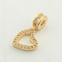 Cubic Zirconia Micro Pave Brass Pendant, Heart, high quality gold color plated, DIY & micro pave cubic zirconia, nickel, lead & cadmium free, 19x11x3mm, Hole:Approx 0.2mm, Approx 30PCs/Lot, Sold By Lot