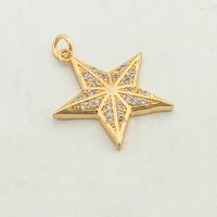 Cubic Zirconia Micro Pave Brass Pendant, Star, high quality gold color plated, DIY & micro pave cubic zirconia, nickel, lead & cadmium free, 28x23x3mm, Hole:Approx 0.35mm, Approx 30PCs/Lot, Sold By Lot