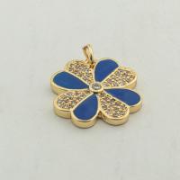 Cubic Zirconia Micro Pave Brass Pendant, Flower, high quality gold color plated, DIY & micro pave cubic zirconia, nickel, lead & cadmium free, 21x13x3mm, Hole:Approx 0.3mm, Approx 30PCs/Lot, Sold By Lot