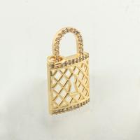 Cubic Zirconia Micro Pave Brass Pendant, Handbag, high quality gold color plated, DIY & micro pave cubic zirconia & hollow, nickel, lead & cadmium free, 26x13x3mm, Hole:Approx 0.3mm, Approx 30PCs/Lot, Sold By Lot