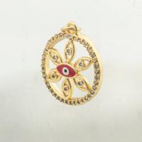 Evil Eye Pendants, Brass, high quality gold color plated, DIY & micro pave cubic zirconia, nickel, lead & cadmium free, 24x18x2mm, Hole:Approx 0.3mm, Approx 30PCs/Lot, Sold By Lot