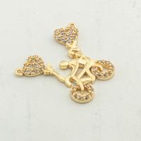 Cubic Zirconia Micro Pave Brass Pendant, high quality gold color plated, DIY & micro pave cubic zirconia & double-hole, nickel, lead & cadmium free, 22x26x2mm, Hole:Approx 0.1mm, Approx 30PCs/Lot, Sold By Lot