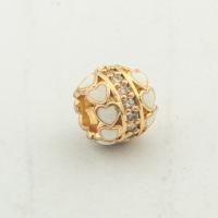 Cubic Zirconia Micro Pave Brass Beads, high quality gold color plated, DIY & micro pave cubic zirconia & large hole, nickel, lead & cadmium free, 10x8x9mm, Hole:Approx 0.5mm, Approx 30PCs/Lot, Sold By Lot