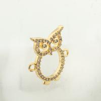 Cubic Zirconia Micro Pave Brass Connector Owl high quality gold color plated DIY & micro pave cubic zirconia nickel lead & cadmium free Approx 0.1mm Approx Sold By Lot
