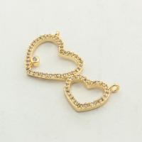 Cubic Zirconia Micro Pave Brass Connector Heart high quality gold color plated DIY & micro pave cubic zirconia nickel lead & cadmium free Approx 0.1mm Approx Sold By Lot