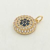 Cubic Zirconia Micro Pave Brass Pendant, high quality gold color plated, DIY & micro pave cubic zirconia, nickel, lead & cadmium free, 19x18x3mm, Hole:Approx 0.3mm, Approx 30PCs/Lot, Sold By Lot
