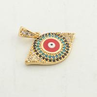 Evil Eye Pendants, Brass, high quality gold color plated, DIY & micro pave cubic zirconia, nickel, lead & cadmium free, 22x23x2mm, Hole:Approx 0.3mm, Approx 30PCs/Lot, Sold By Lot