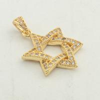 Cubic Zirconia Micro Pave Brass Pendant, Hexagram, high quality gold color plated, DIY & micro pave cubic zirconia, nickel, lead & cadmium free, 30x19x3mm, Hole:Approx 0.3mm, Approx 30PCs/Lot, Sold By Lot