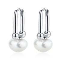 Brass Leverback Earring, with Shell Pearl, fashion jewelry & for woman, nickel, lead & cadmium free, Sold By Pair