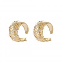 Brass Earring Clip fashion jewelry & micro pave cubic zirconia & for woman nickel lead & cadmium free 17mm Sold By PC