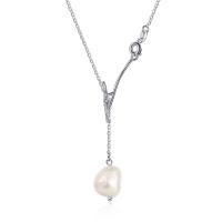 Brass Necklace, with Freshwater Pearl, with 1.97inch extender chain, fashion jewelry & for woman, nickel, lead & cadmium free, Sold Per Approx 20.47 Inch Strand