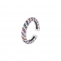 Cubique anneau en laiton Circonia Micro Pave, bijoux de mode & pavé de micro zircon & pour femme, protéger l'environnement, sans nickel, plomb et cadmium, 4mm, Vendu par paire