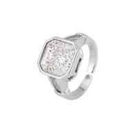 Cubique anneau en laiton Circonia Micro Pave, bijoux de mode & pavé de micro zircon & pour femme, protéger l'environnement, sans nickel, plomb et cadmium, 12mm, Vendu par PC