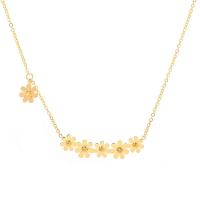 Titanium Steel Necklace, Daisy, 18K gold plated, fashion jewelry & for woman, golden, Length:Approx 15.75 Inch, Sold By PC