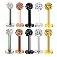 Stainless Steel Ear Piercing Jewelry, 304 Stainless Steel, Vacuum Ion Plating, Unisex & different size for choice & with rhinestone, more colors for choice, Sold By PC