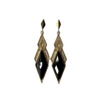 Tibetan Style Drop Earrings, with Resin, Rhombus, gold color plated, fashion jewelry & for woman, nickel, lead & cadmium free, 25x85mm, Sold By Pair
