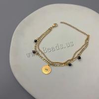 Stainless Steel Jewelry Bracelet 304 Stainless Steel with Lampwork with 5cm extender chain plated fashion jewelry golden Length 18 cm Sold By PC