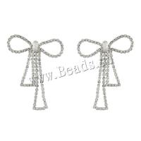 Iron Earring, Bowknot, plated, fashion jewelry & micro pave cubic zirconia & with rhinestone, more colors for choice, 32x38mm, Sold By Pair