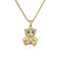 Cubic Zircon Micro Pave Brass Necklace with 5cm extender chain Animal plated fashion jewelry & micro pave cubic zirconia golden nickel lead & cadmium free Length 45 cm Sold By PC