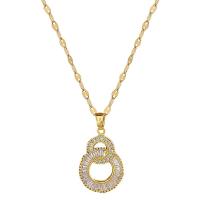 304 Stainless Steel Necklace with Brass with 2inch extender chain Number 8 real gold plated micro pave cubic zirconia & for woman & hollow Length Approx 15.7 Inch Sold By PC