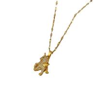304 Stainless Steel Necklace, with Brass, with 2inch extender chain, Unicorn, gold color plated, for woman & with rhinestone, Length:Approx 15.7 Inch, Sold By PC