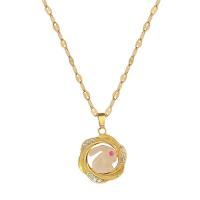 304 Stainless Steel Necklace with Resin & Brass with 2inch extender chain Rabbit gold color plated for woman & with rhinestone & hollow Length Approx 15.7 Inch Sold By PC