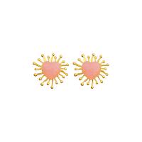 Zinc Alloy Stud Earring Heart gold color plated fashion jewelry & for woman pink nickel lead & cadmium free Sold By Pair