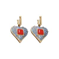 Zinc Alloy Stud Earring with Crystal & Acrylic Heart fashion jewelry & for woman nickel lead & cadmium free Sold By Pair