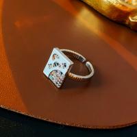 Brass δάχτυλο του δακτυλίου, Ορείχαλκος, κοσμήματα μόδας & μικρο ανοίξει κυβικά ζιρκονία & για τη γυναίκα, ασήμι, νικέλιο, μόλυβδο και κάδμιο ελεύθεροι, 20x21mm, Sold Με PC