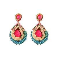 Zinc Alloy Stud Earring with Seedbead & Acrylic fashion jewelry & for woman & with rhinestone nickel lead & cadmium free Sold By Pair