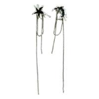 Fashion Fringe Earrings, Tibetan Style, fashion jewelry & for woman & enamel, silver color, nickel, lead & cadmium free, 105x18mm, Sold By Pair