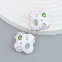 Zinc Alloy Stud Earring with acrylic rhinestone & Resin gold color plated fashion jewelry & for woman & enamel Sold By Pair