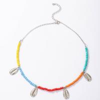 Collier de bijoux en alliage de zinc, avec Seedbead, avec 6cm chaînes de rallonge, poli, bijoux de mode & pour femme, multicolore, Vendu par 46 cm brin