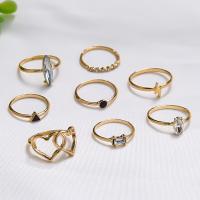Zinc Alloy Ring Set gold color plated 8 pieces & fashion jewelry & for woman & enamel & with cubic zirconia golden Sold By Set