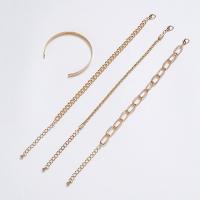 Zinc Alloy Bracelet Set gold color plated 4 pieces & fashion jewelry & for woman golden Sold By Set