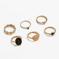 Cink Alloy Ring Set, Cink ötvözet, arany színű aranyozott, 6 darab & divat ékszerek & a nő & zománc & strasszos, aranysárga, Által értékesített Set