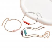 Zinc Alloy Anklet with Gemstone with 5cm extender chain silver color plated 4 pieces & fashion jewelry & for woman multi-colored Length 21 cm Sold By Set