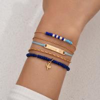 Zinc Alloy Bracelet with Seedbead & Nylon Cord gold color plated 4 pieces & fashion jewelry & for woman Sold By Set