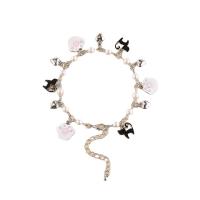 Bracelet en alliage de zinc, avec perle de plastique, Placage de couleur d'or, bijoux de mode & pour femme & émail, multicolore, Vendu par 17 cm brin