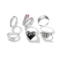 Zinc Alloy Ring Set plated 6 pieces & fashion jewelry & for woman & enamel & with rhinestone Sold By Set
