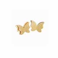 Stainless Steel Stud Earrings 304 Stainless Steel Butterfly Vacuum Plating fashion jewelry & for woman & frosted golden Sold By Pair