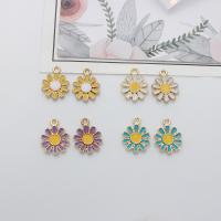 Tibetan Style Enamel Pendants, Flower, gold color plated, DIY, more colors for choice, nickel, lead & cadmium free, 11x15mm, Approx 100PCs/Bag, Sold By Bag