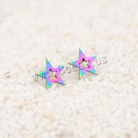 Stainless Steel Stud Earrings, 304 Stainless Steel, Star, Vacuum Plating, fashion jewelry & for woman & hollow, multi-colored, 10mm, Approx 24PCs/Bag, Sold By Bag