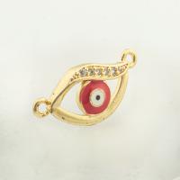 Evil Eye Connector, Brass, high quality gold color plated, DIY & micro pave cubic zirconia, nickel, lead & cadmium free, 11x23x2mm, Hole:Approx 0.2mm, Approx 30PCs/Lot, Sold By Lot