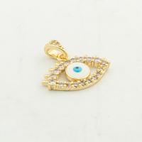 Evil Eye Pendants, Brass, high quality gold color plated, DIY & micro pave cubic zirconia, nickel, lead & cadmium free, 20x19x2mm, Hole:Approx 0.3mm, Approx 30PCs/Lot, Sold By Lot